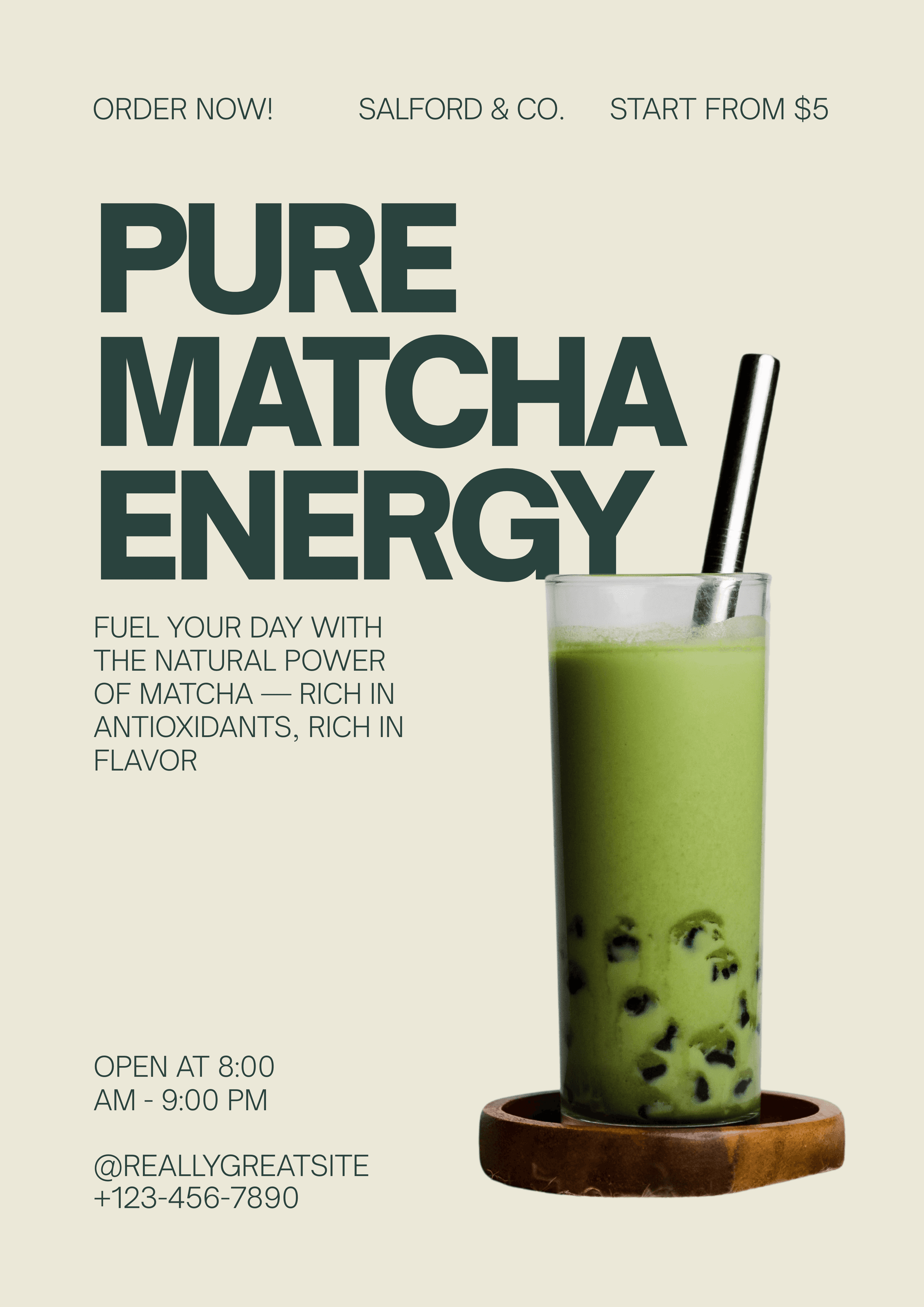 Pure Matcha Energy Salford & Co. Banner